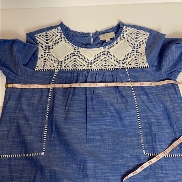 Loft Outlet Babydoll Blue Top with Lace - Picture 6 of 9